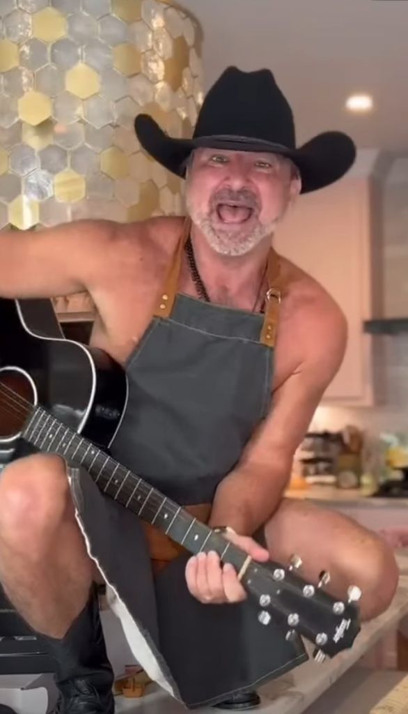 Playing guitar